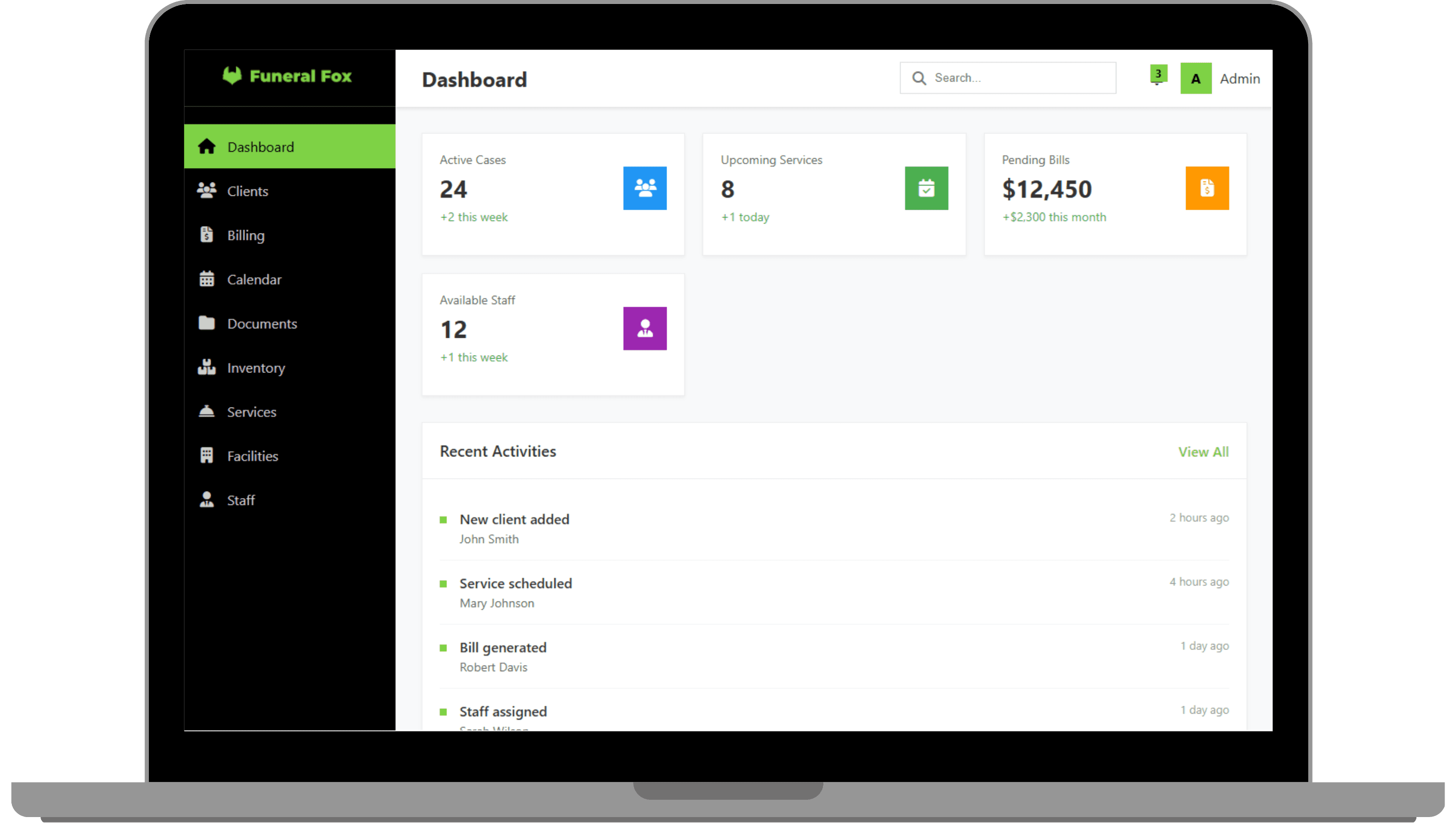 Funeral Fox Dashboard